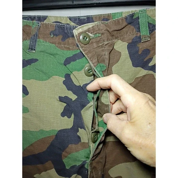 BDU Cargo Pants Men M Long 34x32 Woodland Camo Combat Double Knee Ripstop Hiking - Picture 4 of 8